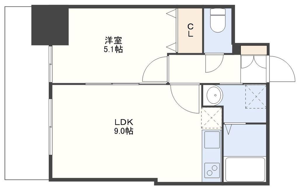 ザ・テラス山王(1LDK/6階)の間取り写真