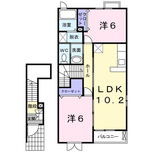 グリーンフィールズ(2LDK/2階)の間取り写真