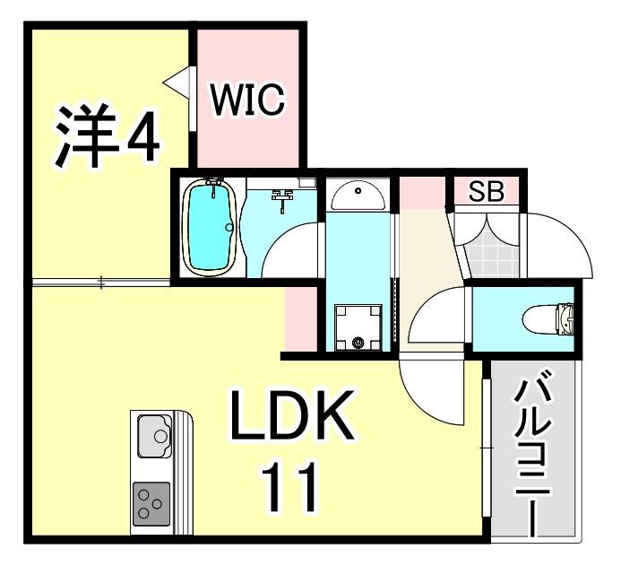 スマートコート西宮ANNEX(1LDK/1階)の間取り写真