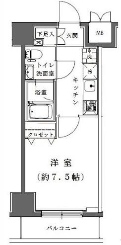 ライジングプレイス浅草五番館(1K/6階)の間取り写真