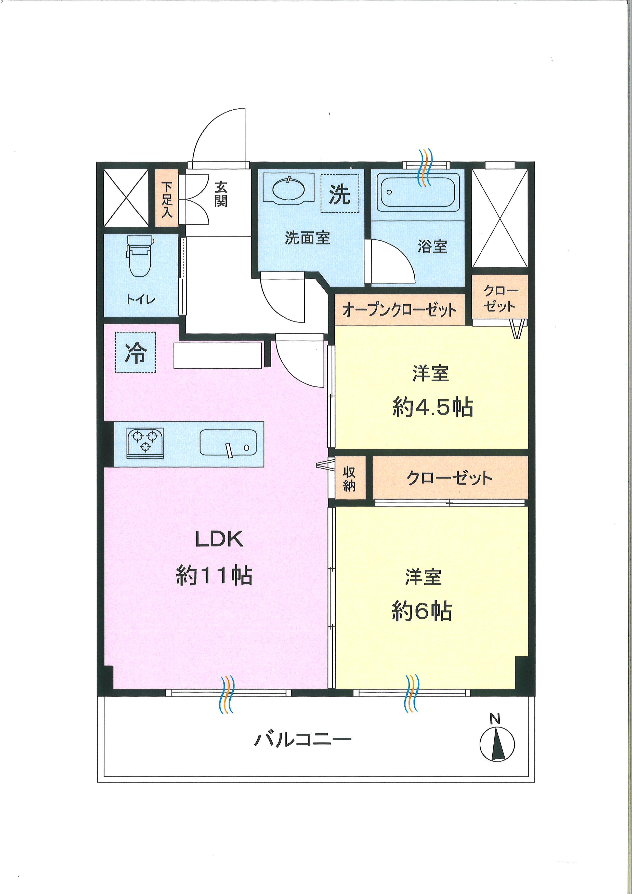 恵比寿東海マンション(2LDK/6階)の間取り写真