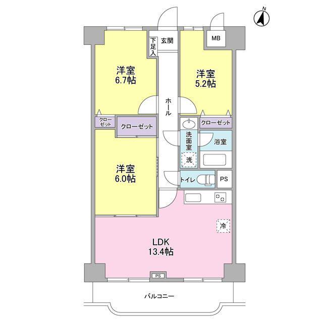ラ・コスタ壱番館(3LDK/5階)の間取り写真