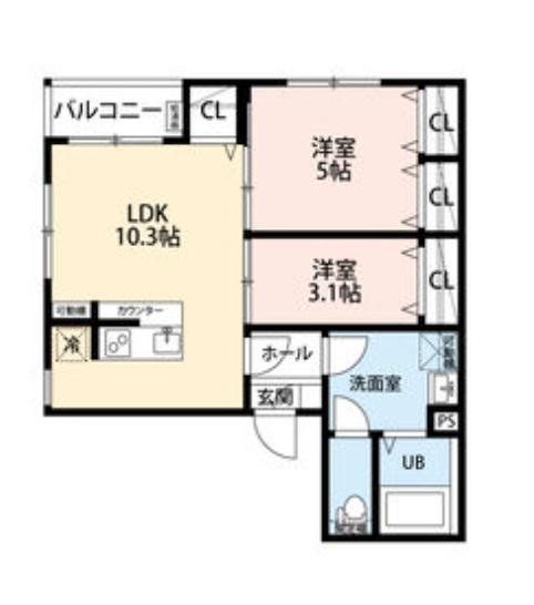 ROBOT HOME 本笠寺ロボットホームモトカサデラ(2LDK/3階)の間取り写真