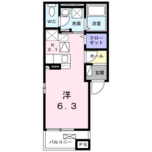 ラシュレ エイト(1K/1階)の間取り写真
