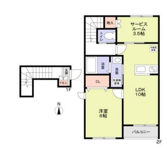 BLOOMGARDEN 江原(1SLDK/2階)の間取り写真