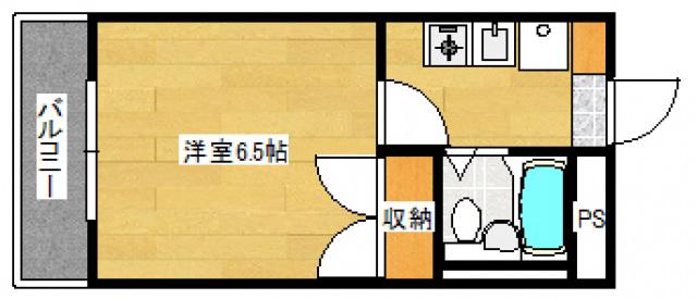 パステルクボ15(1K/6階)の間取り写真