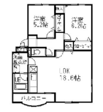 シティーコート東町(2LDK/3階)の間取り写真