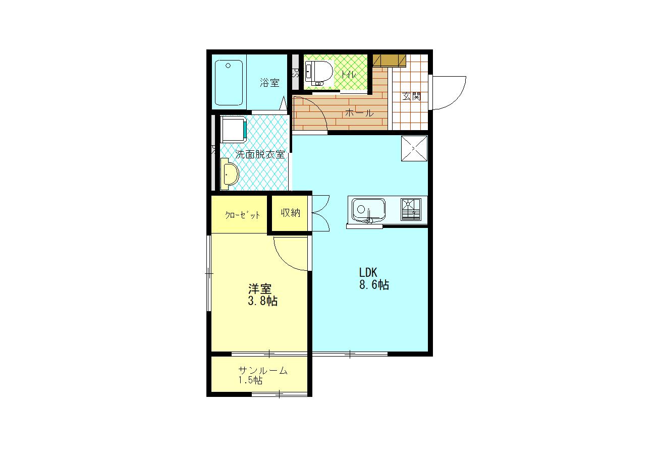 ONE小俣(1LDK/1階)の間取り写真