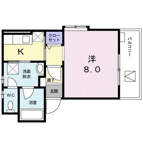 フローラ上池(1K/1階)の間取り写真