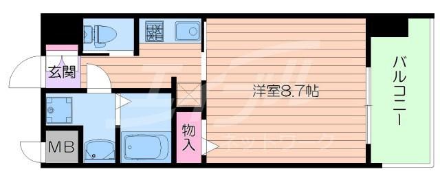 フォレストグレイス城東中央II(1K/9階)の間取り写真