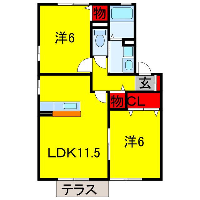 ELYSIONHOUSEII(2LDK/1階)の間取り写真