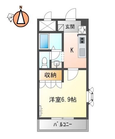 グランセ田宮II(1K/2階)の間取り写真