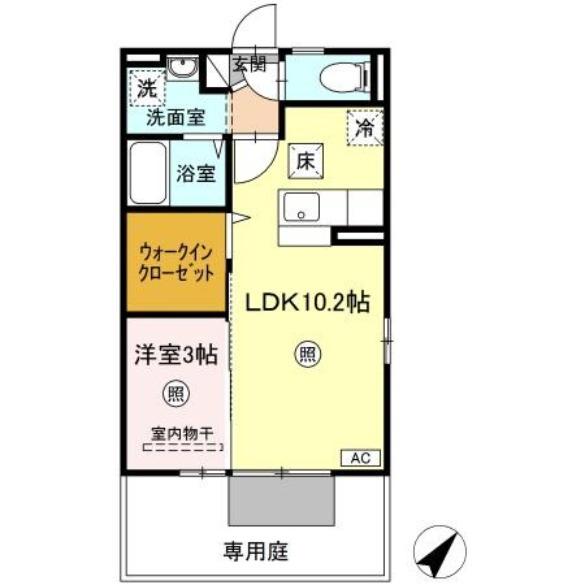 アンバーウッド(1LDK/1階)の間取り写真