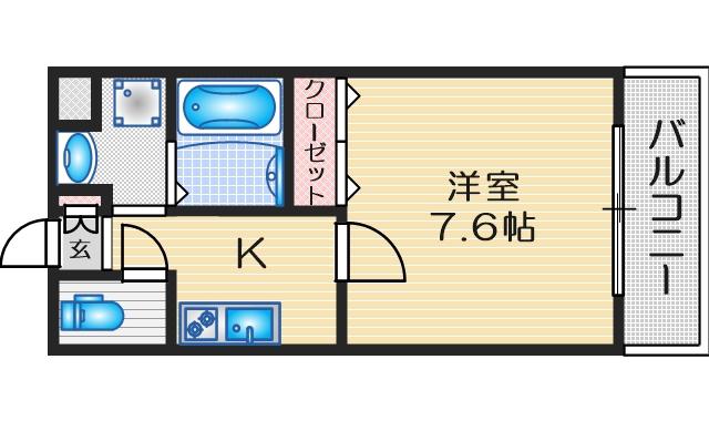 ロイヤルクイーンズパーク吹田片山町(1K/8階)の間取り写真