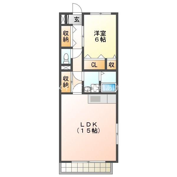 ガーデンコートTSUBASA(1LDK/2階)の間取り写真