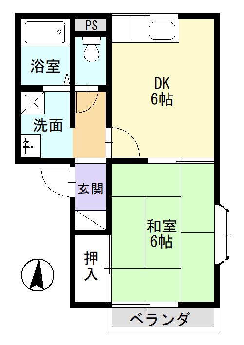中津川グリーンハイツ(1DK/1階)の間取り写真