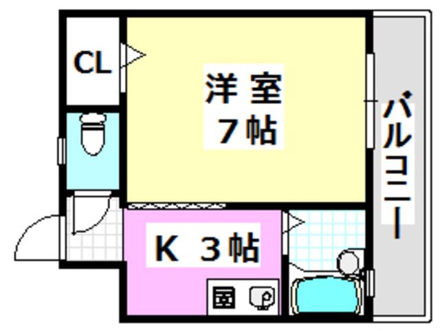 ネオセレス壱番館(1K/1階)の間取り写真