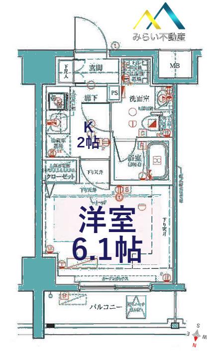 LEA横濱アネックス(1K/4階)の間取り写真
