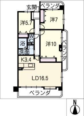 アメニティ小幡南(3LDK/4階)の間取り写真