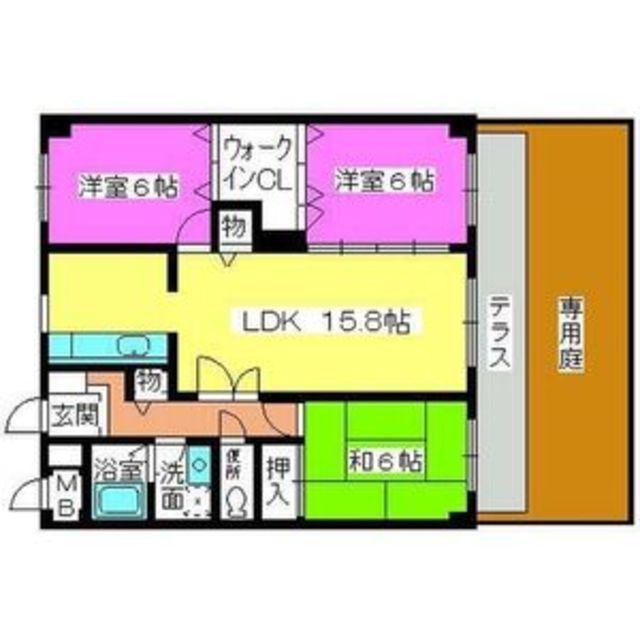 ウエストビレッジ長丘(3LDK/1階)の間取り写真