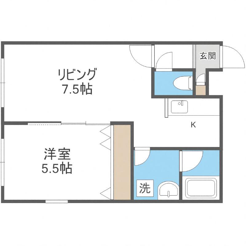 ステージノア東札幌(1LDK/4階)の間取り写真