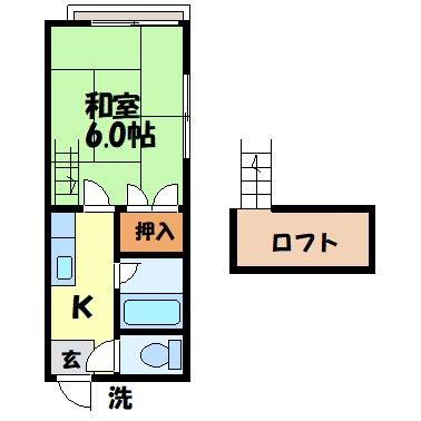 メゾン江平(1K/2階)の間取り写真