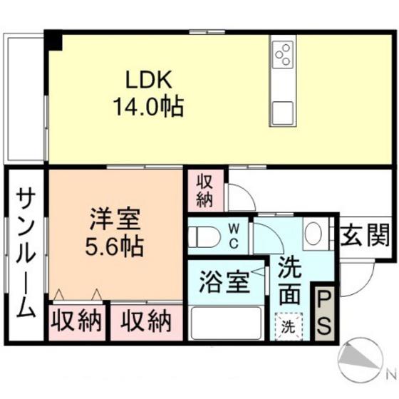 モデル・ロイヤルII(1LDK/2階)の間取り写真