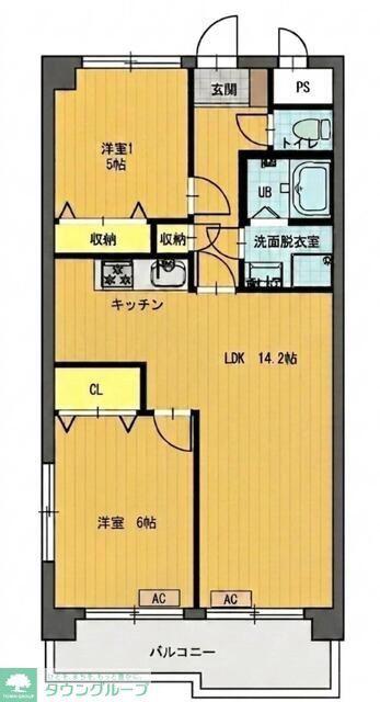 グリーンプラザ市ヶ尾(2LDK/2階)の間取り写真