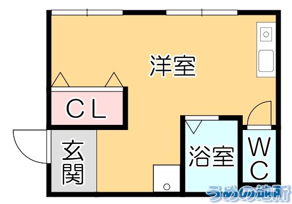 サンヒルズII(ワンルーム/2階)の間取り写真