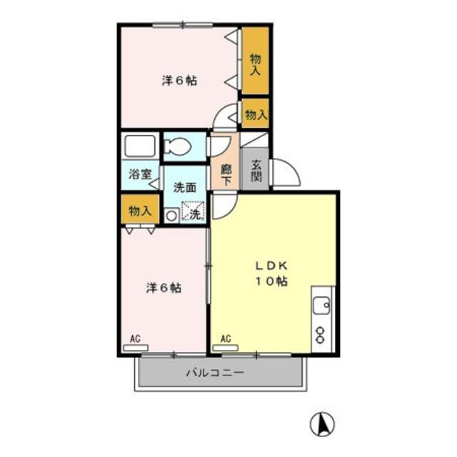 ストークヴィラ(2LDK/1階)の間取り写真