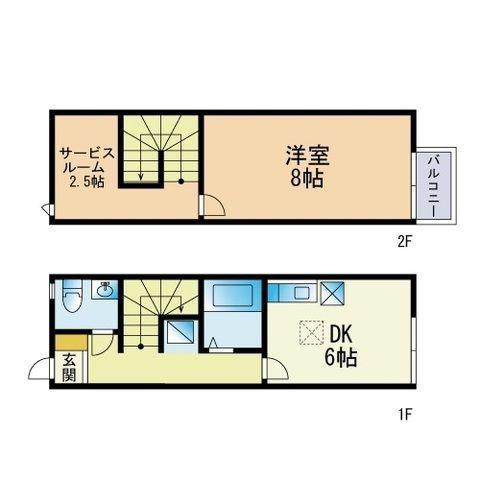 イエローコートヨコハマ D棟(1SDK/2階)の間取り写真