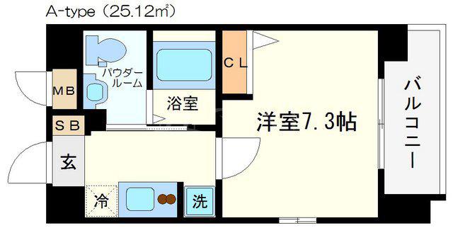 LC難波西(1K/9階)の間取り写真