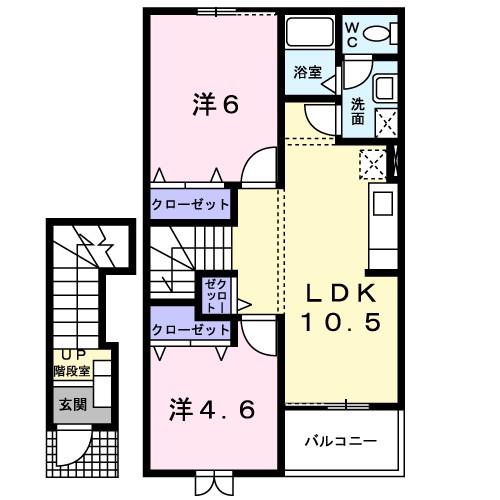 ミニヨンA(2LDK/2階)の間取り写真