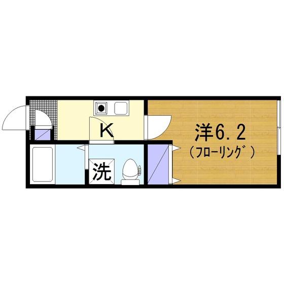 カインドネス相武台前(1K/1階)の間取り写真