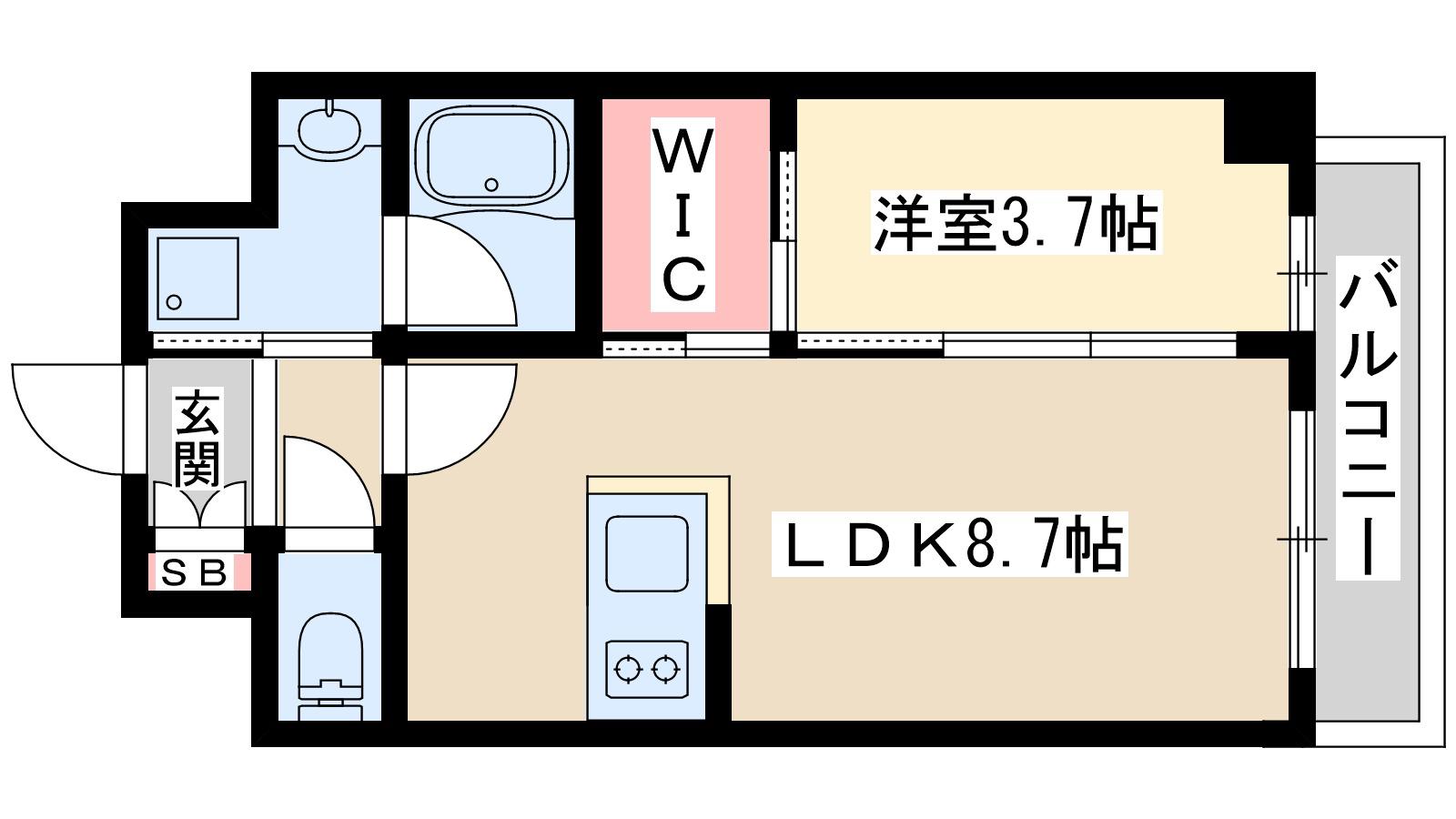 ORUSUS福島(1LDK/10階)の間取り写真