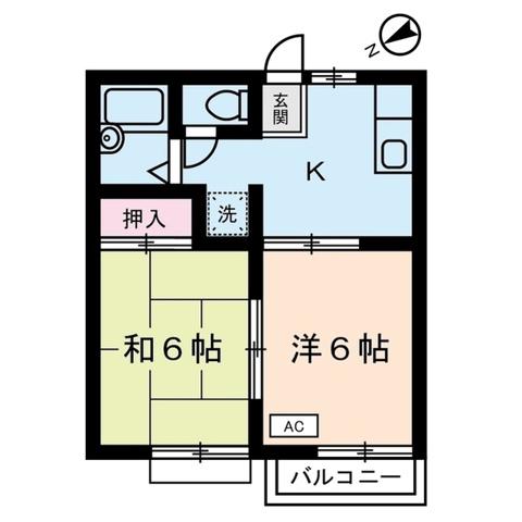 グレースコートA棟(2K/2階)の間取り写真