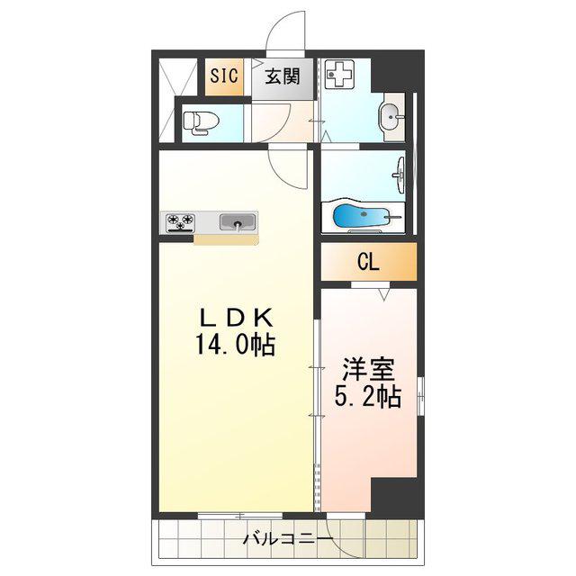 グランディオーソ住吉大社(1LDK/2階)の間取り写真