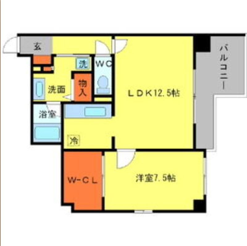 BRAVI南堀江(1LDK/2階)の間取り写真