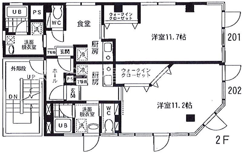 高橋ビル(1K/2階)の間取り写真