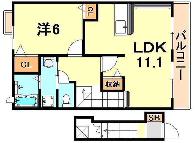 サニーガーデン(1LDK/2階)の間取り写真