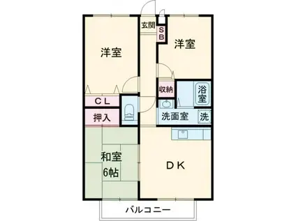 フォブール木太A(3DK/1階)の間取り写真