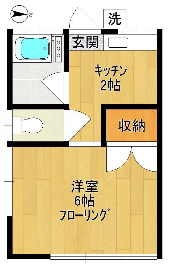 當麻ハイツ(1K/1階)の間取り写真