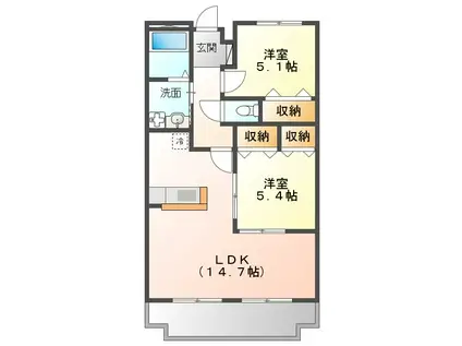 フェリーチェ(2LDK/4階)の間取り写真