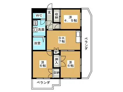 レジデンス大村(3DK/4階)の間取り写真