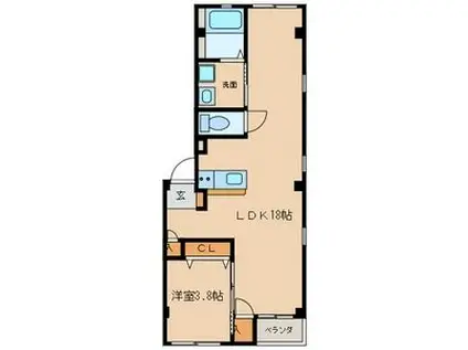 グランレーヴ東別院イースト(1LDK/4階)の間取り写真