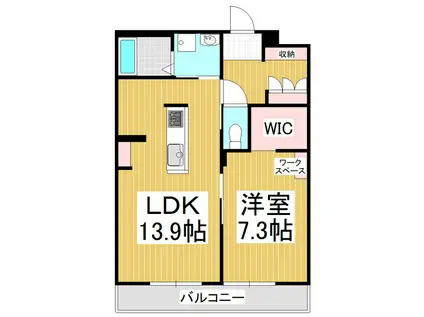 エスタシオン(1LDK/3階)の間取り写真