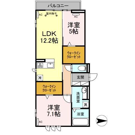 TORISIA添地町(2LDK/3階)の間取り写真