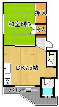 片野芙陽ビル(1DK/5階)の間取り写真