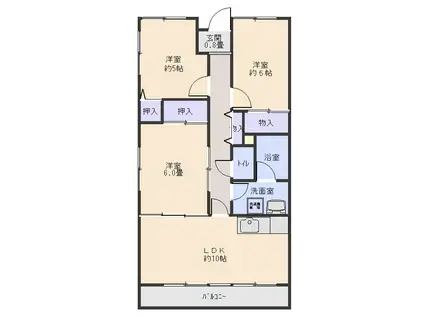 ハウスフル渋川(3LDK/3階)の間取り写真