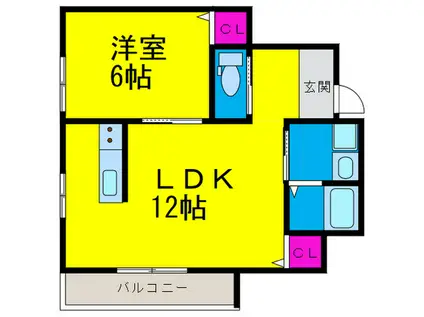 DS羽衣(1LDK/3階)の間取り写真